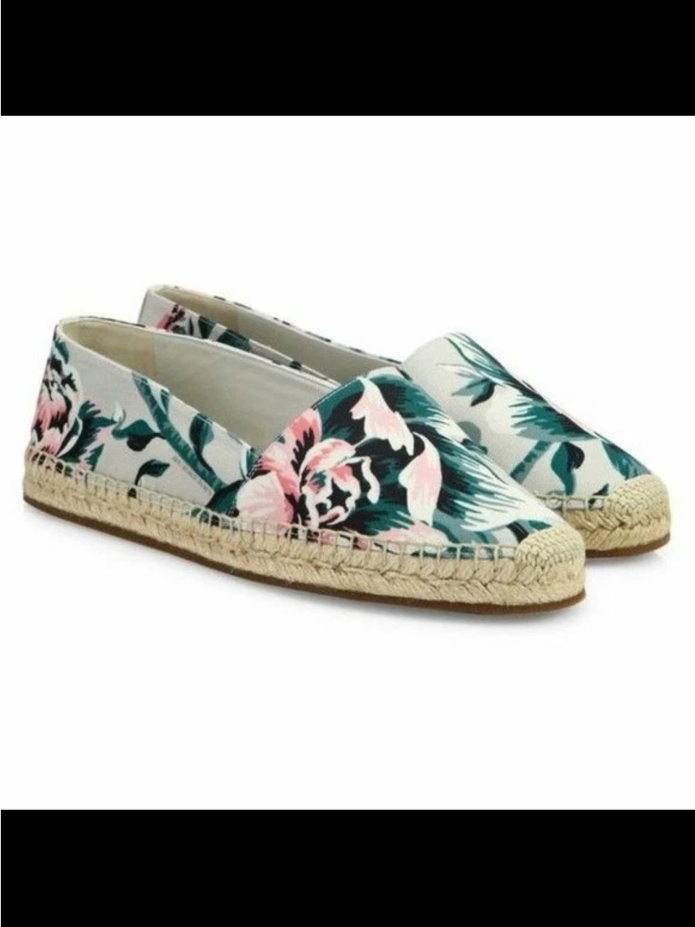 BURBERRY Floral Canvas Espadrille Slip-Ons - Pink & Teal